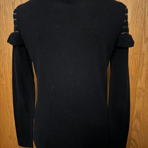 A. Moon Long Sleeve Black Sweater with Ruffles - Size M - Picture 3 of 5